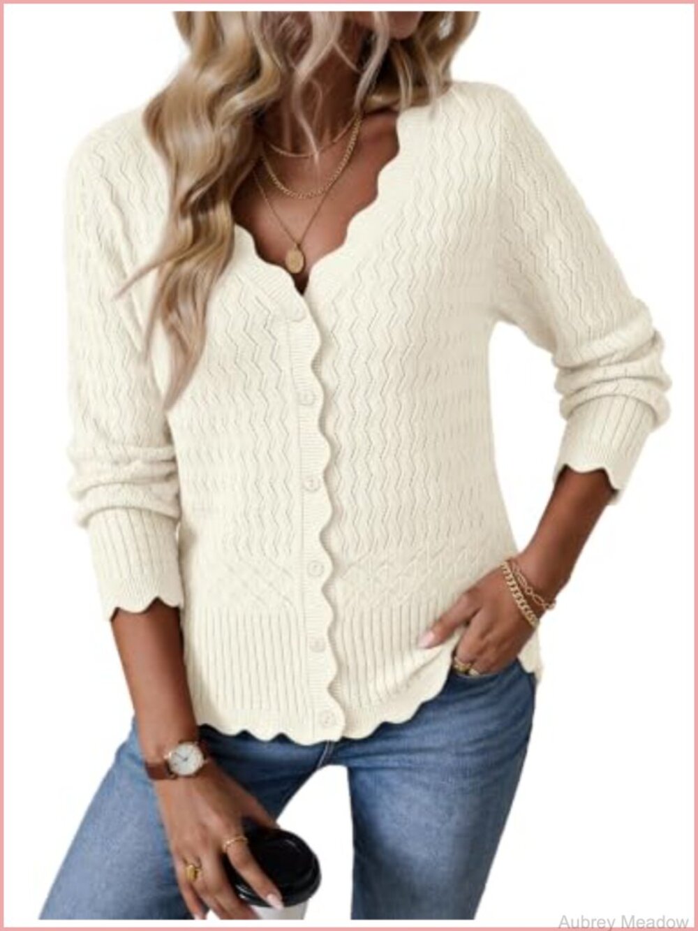 Women Lightweight Knit Cardigan Sweater Fall Fashion Button Up